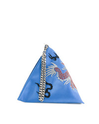 Синий сатиновый клатч с украшением от Les Petits Joueurs