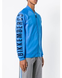 Мужской синий свитер на молнии с принтом от Dirk Bikkembergs