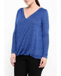 Женский синий свитер с v-образным вырезом от Amplebox Size Plus