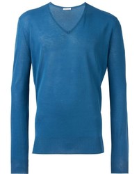 Мужской синий свитер с v-образным вырезом от Boglioli