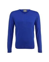 Мужской синий свитер с v-образным вырезом от Burton Menswear London