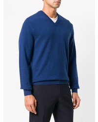 Мужской синий свитер с v-образным вырезом от N.Peal