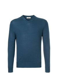 Мужской синий свитер с v-образным вырезом от Cerruti 1881