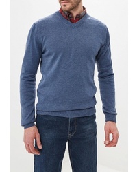 Мужской синий свитер с v-образным вырезом от Dairos