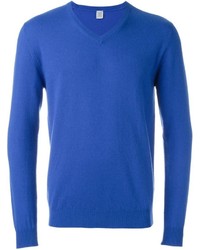 Мужской синий свитер с v-образным вырезом от Eleventy