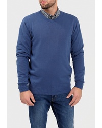 Мужской синий свитер с v-образным вырезом от F5