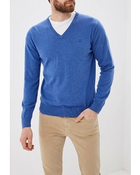 Мужской синий свитер с v-образным вырезом от Gant