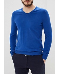 Мужской синий свитер с v-образным вырезом от Gaudi'