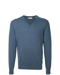 Мужской синий свитер с v-образным вырезом от Gieves & Hawkes
