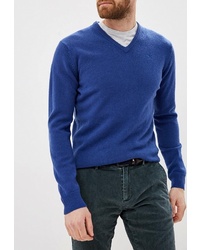 Мужской синий свитер с v-образным вырезом от Hackett London