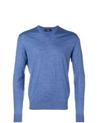 Мужской синий свитер с v-образным вырезом от Hackett