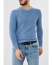 Мужской синий свитер с v-образным вырезом от Hopenlife