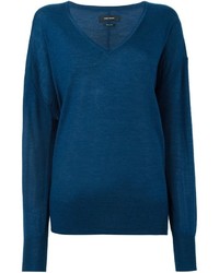 Женский синий свитер с v-образным вырезом от Isabel Marant