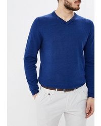 Мужской синий свитер с v-образным вырезом от Kensington Eastside