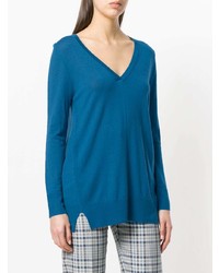 Женский синий свитер с v-образным вырезом от Sottomettimi