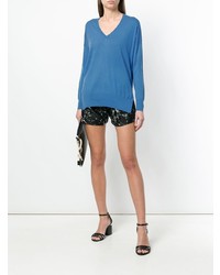 Женский синий свитер с v-образным вырезом от Snobby Sheep