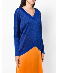 Женский синий свитер с v-образным вырезом от Missoni
