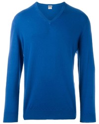 Мужской синий свитер с v-образным вырезом от Massimo Alba