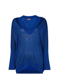 Женский синий свитер с v-образным вырезом от Missoni