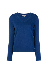 Женский синий свитер с v-образным вырезом от N.Peal