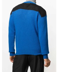 Мужской синий свитер с v-образным вырезом от Prada