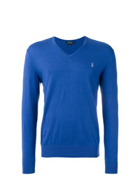 Мужской синий свитер с v-образным вырезом от Polo Ralph Lauren