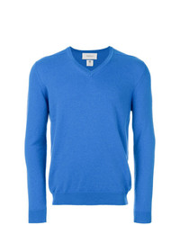 Мужской синий свитер с v-образным вырезом от Pringle Of Scotland