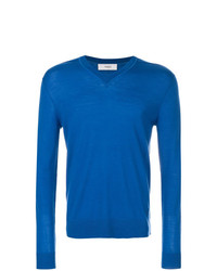 Мужской синий свитер с v-образным вырезом от Pringle Of Scotland
