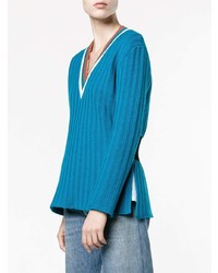 Женский синий свитер с v-образным вырезом от Marni