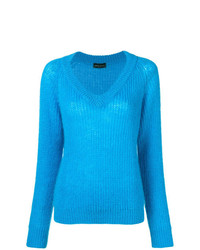 Женский синий свитер с v-образным вырезом от Roberto Collina