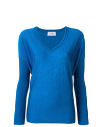 Женский синий свитер с v-образным вырезом от Snobby Sheep