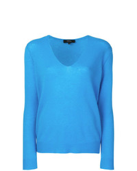 Женский синий свитер с v-образным вырезом от Theory