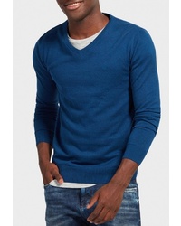 Мужской синий свитер с v-образным вырезом от Tom Tailor
