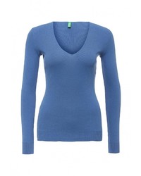 Женский синий свитер с v-образным вырезом от United Colors of Benetton