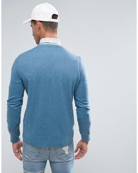 Мужской синий свитер с v-образным вырезом от Asos