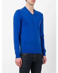 Мужской синий свитер с v-образным вырезом от Aspesi