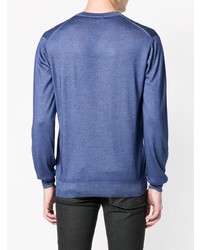Мужской синий свитер с v-образным вырезом от Cruciani