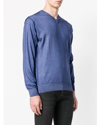 Мужской синий свитер с v-образным вырезом от Cruciani