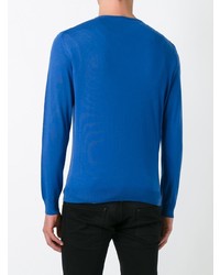 Мужской синий свитер с v-образным вырезом от Fashion Clinic Timeless