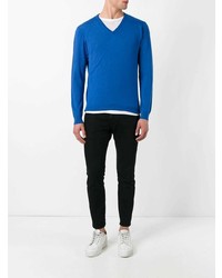 Мужской синий свитер с v-образным вырезом от Fashion Clinic Timeless