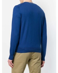 Мужской синий свитер с v-образным вырезом от Fay