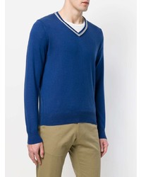 Мужской синий свитер с v-образным вырезом от Fay