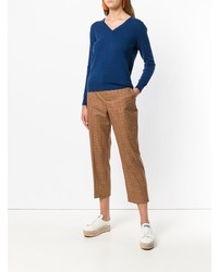 Женский синий свитер с v-образным вырезом от N.Peal