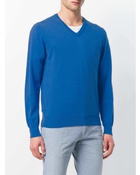 Мужской синий свитер с v-образным вырезом от Canali