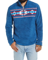 Синий свитер с воротником на молнии с жаккардовым узором