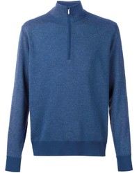 Мужской синий свитер с воротником на молнии от Loro Piana