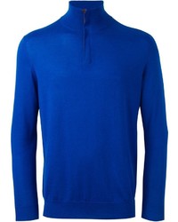 Мужской синий свитер с воротником на молнии от N.Peal