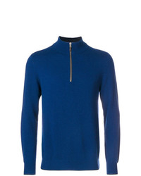 Мужской синий свитер с воротником на молнии от N.Peal