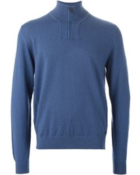 Мужской синий свитер с воротником на молнии от Z Zegna
