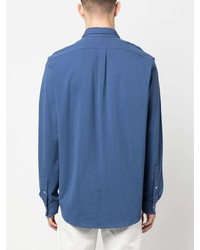 Мужской синий свитер с воротником поло с вышивкой от Polo Ralph Lauren